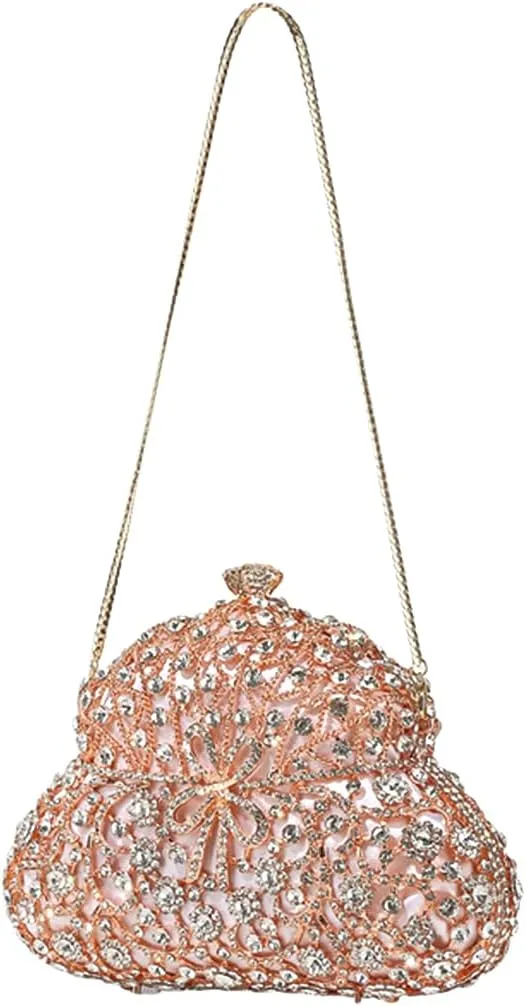 Women Flower Rhinestone Evening Bag Luxury Crystal Clutch Bag Sparkling Bride Wedding Purse Elegant Minaudiere Bag