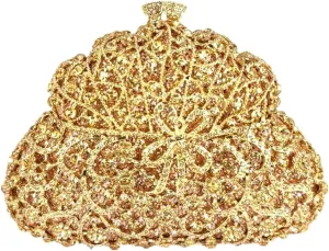 Women Flower Rhinestone Evening Bag Luxury Crystal Clutch Bag Sparkling Bride Wedding Purse Elegant Minaudiere Bag