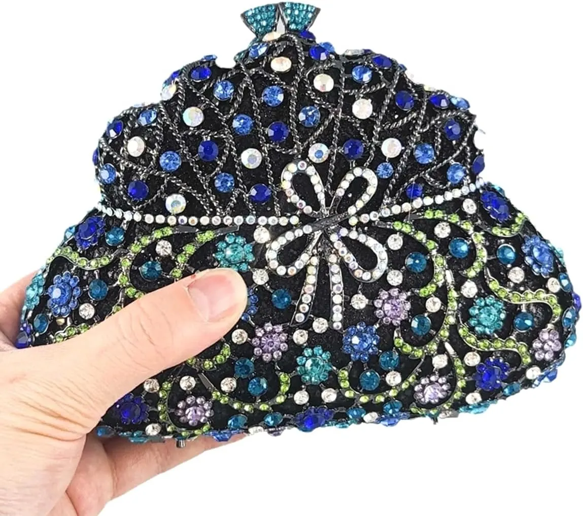 Women Flower Rhinestone Evening Bag Luxury Crystal Clutch Bag Sparkling Bride Wedding Purse Elegant Minaudiere Bag