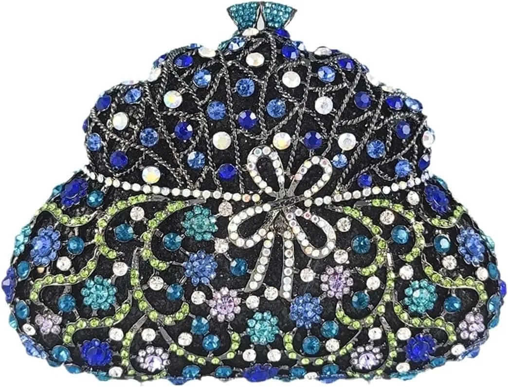 Women Flower Rhinestone Evening Bag Luxury Crystal Clutch Bag Sparkling Bride Wedding Purse Elegant Minaudiere Bag