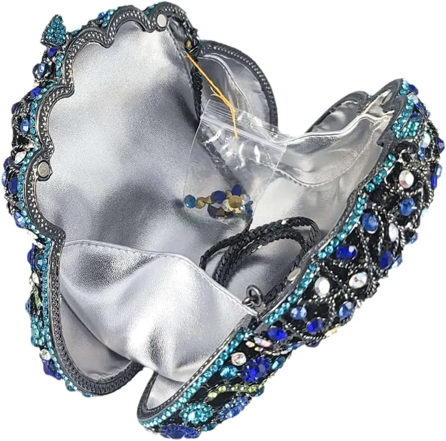 Women Flower Rhinestone Evening Bag Luxury Crystal Clutch Bag Sparkling Bride Wedding Purse Elegant Minaudiere Bag