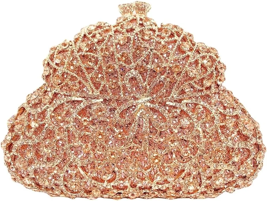 Women Flower Rhinestone Evening Bag Luxury Crystal Clutch Bag Sparkling Bride Wedding Purse Elegant Minaudiere Bag