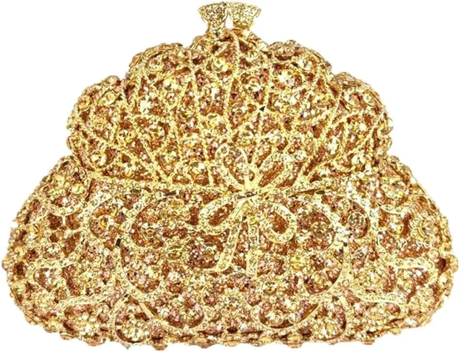 Women Flower Rhinestone Evening Bag Luxury Crystal Clutch Bag Sparkling Bride Wedding Purse Elegant Minaudiere Bag