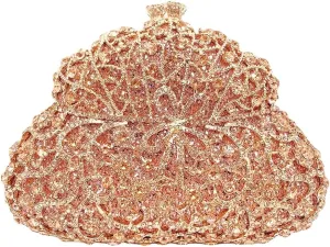 Women Flower Rhinestone Evening Bag Luxury Crystal Clutch Bag Sparkling Bride Wedding Purse Elegant Minaudiere Bag