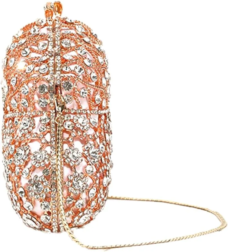 Women Flower Rhinestone Evening Bag Luxury Crystal Clutch Bag Sparkling Bride Wedding Purse Elegant Minaudiere Bag