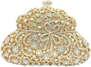Women Flower Rhinestone Evening Bag Luxury Crystal Clutch Bag Sparkling Bride Wedding Purse Elegant Minaudiere Bag