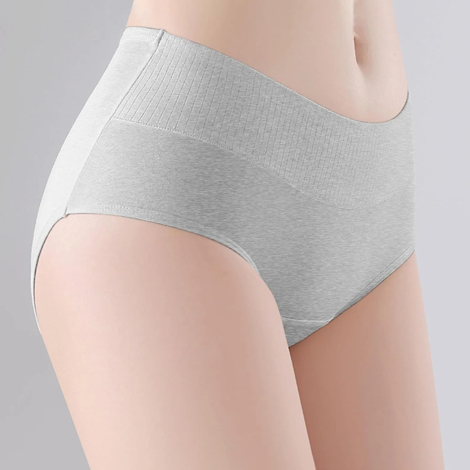 Women Lace Trim Underwear High Waisted Ladies Panties Full Coverage Briefs Seamless Soft Tangas