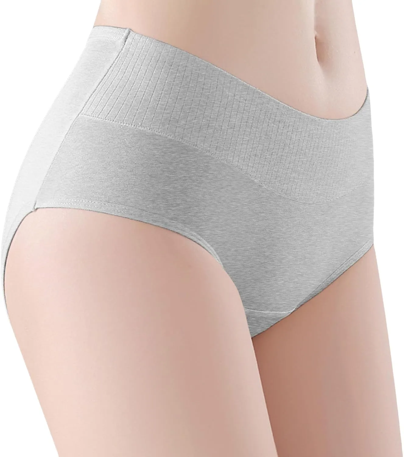 Women Lace Trim Underwear High Waisted Ladies Panties Full Coverage Briefs Seamless Soft Tangas