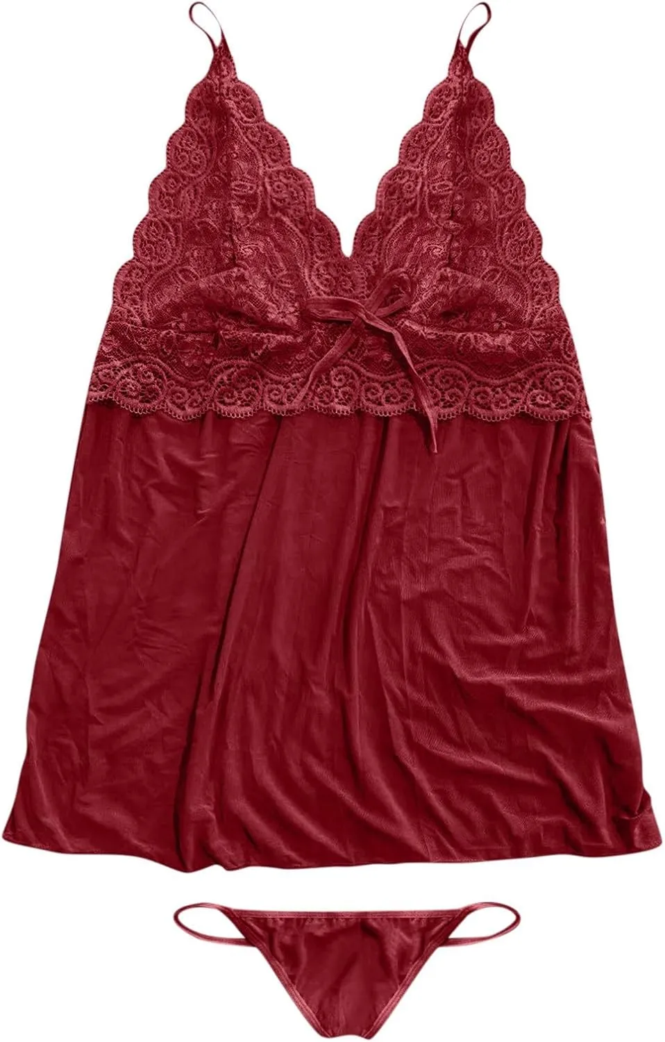 Women Lingerie Set 2 Piece Set Nightwear Bridal Mini Babydoll Backless Bodystocking with Suspenders