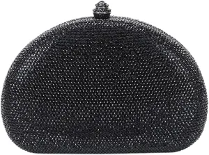 Women Rhinestone Clutch Purse Oval Crystal Evening Bag Ladies Sparkling Handbag Wedding Party Prom Shoulder Bag