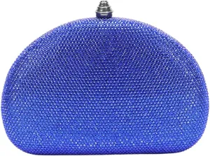 Women Rhinestone Clutch Purse Oval Crystal Evening Bag Ladies Sparkling Handbag Wedding Party Prom Shoulder Bag