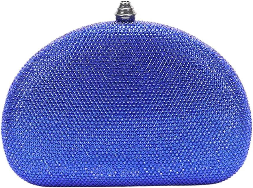 Women Rhinestone Clutch Purse Oval Crystal Evening Bag Ladies Sparkling Handbag Wedding Party Prom Shoulder Bag