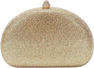 Women Rhinestone Clutch Purse Oval Crystal Evening Bag Ladies Sparkling Handbag Wedding Party Prom Shoulder Bag