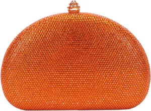 Women Rhinestone Clutch Purse Oval Crystal Evening Bag Ladies Sparkling Handbag Wedding Party Prom Shoulder Bag
