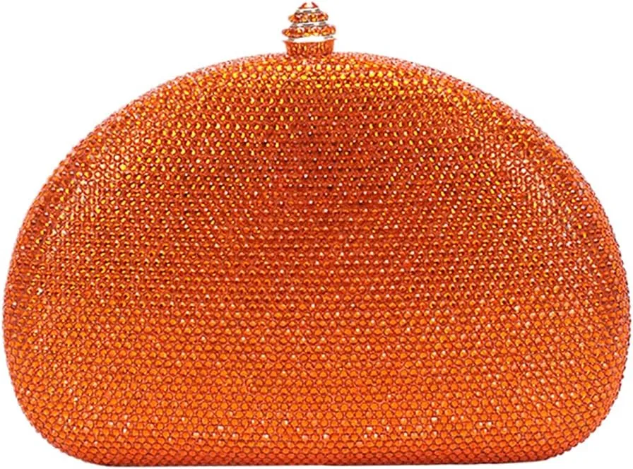 Women Rhinestone Clutch Purse Oval Crystal Evening Bag Ladies Sparkling Handbag Wedding Party Prom Shoulder Bag