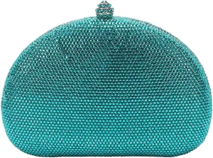 Women Rhinestone Clutch Purse Oval Crystal Evening Bag Ladies Sparkling Handbag Wedding Party Prom Shoulder Bag