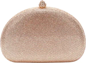 Women Rhinestone Clutch Purse Oval Crystal Evening Bag Ladies Sparkling Handbag Wedding Party Prom Shoulder Bag