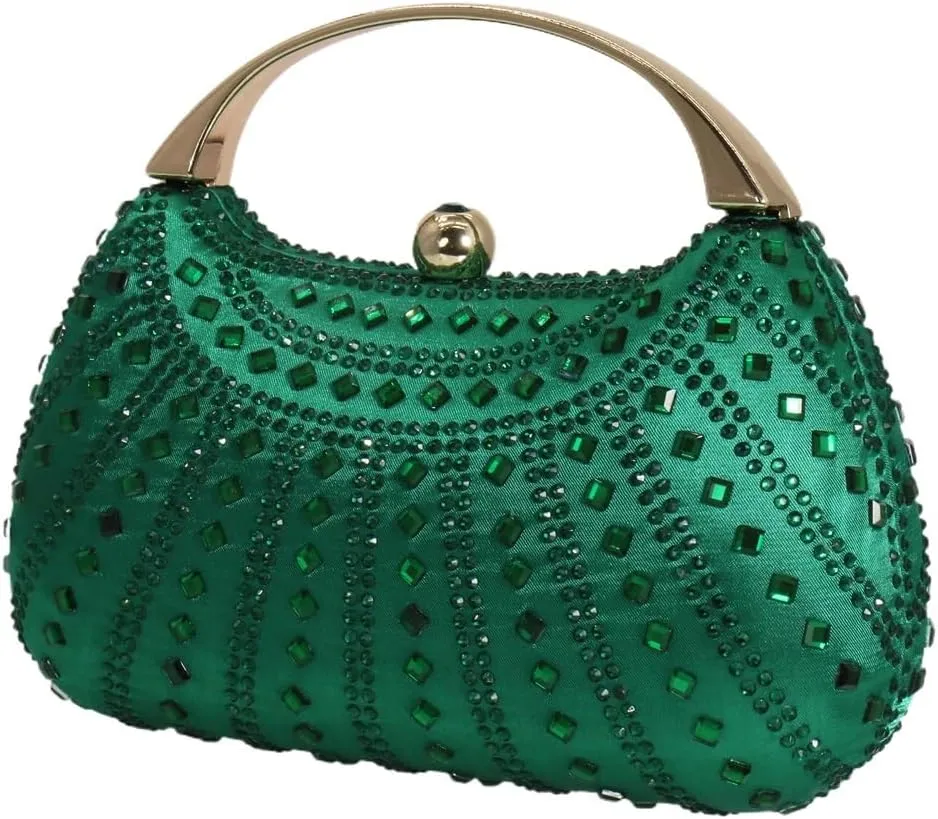 Women Rhinestone Evening Bag Luxury Diamond Wrist Clutch Bag Elegant Crossbody Bag Formal Party Handbag for Wedding