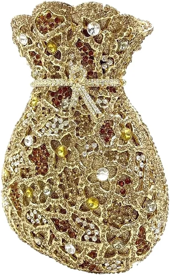 Women Rhinestone Evening Bag Luxury Money Pouch Clutch Bling Crystal Handbag Wedding Bridal Purse for Party Cocktail