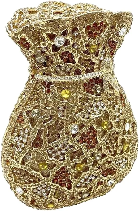 Women Rhinestone Evening Bag Luxury Money Pouch Clutch Bling Crystal Handbag Wedding Bridal Purse for Party Cocktail
