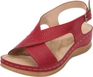 Women Sandals Summer Bohemian Vintage Slope Heel Comfortable Arch Support Sandals for Women Shoes