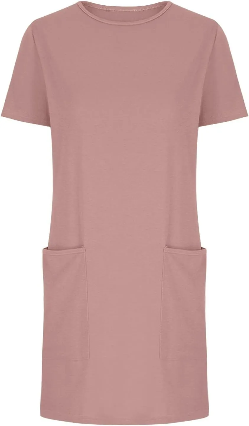 Women Tshirt Dress with Pockets Summer Casual Short Sleeve Sundresses Crew Neck Modest Dresses A Line Mini Dress