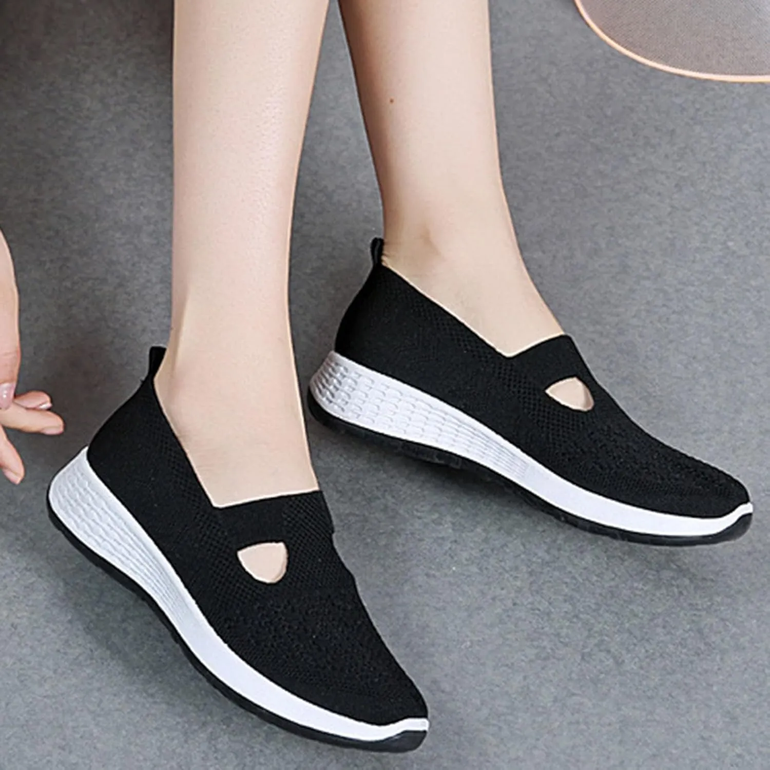 Women Waterproof Slip-on Shoes with Woven Design Breathable Foam Trainers for Walking Ideal for Weddings