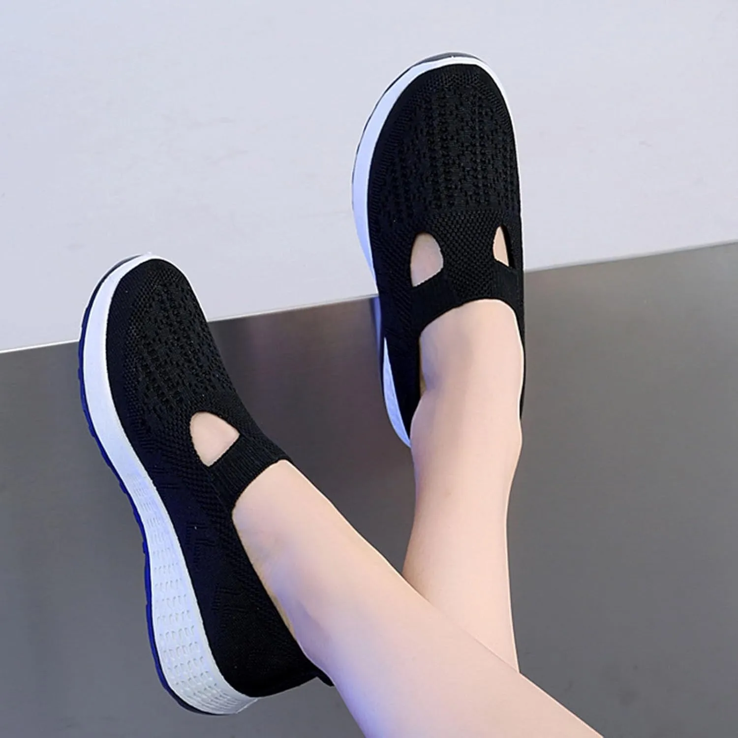 Women Waterproof Slip-on Shoes with Woven Design Breathable Foam Trainers for Walking Ideal for Weddings