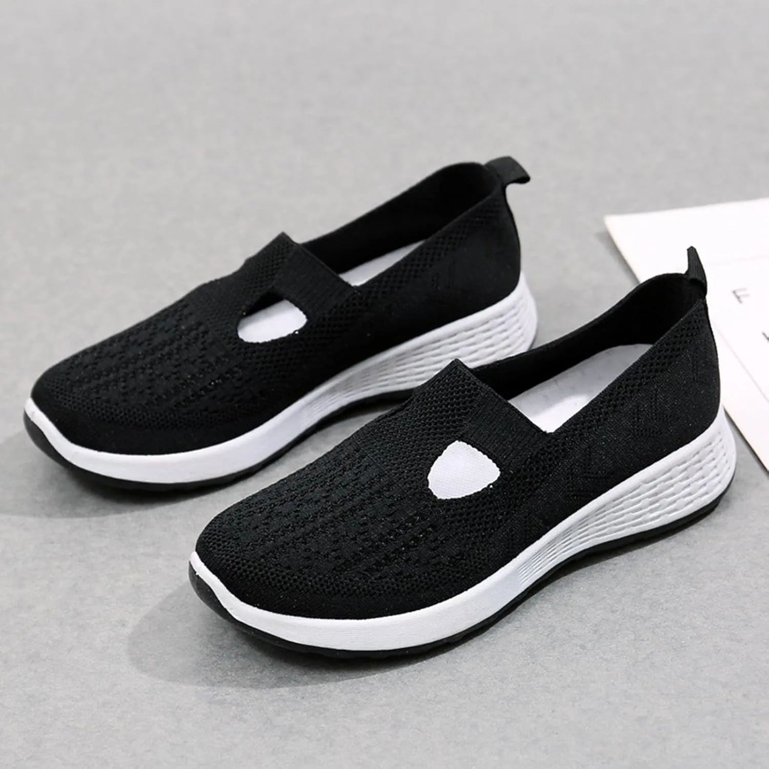 Women Waterproof Slip-on Shoes with Woven Design Breathable Foam Trainers for Walking Ideal for Weddings