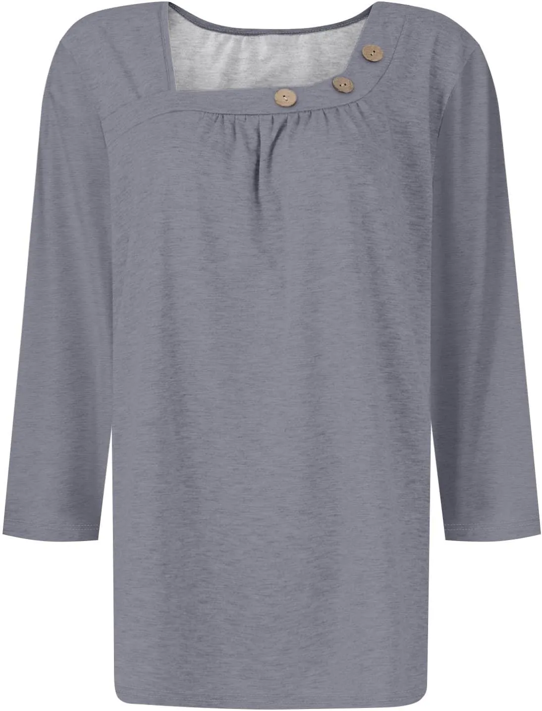 Womens 3/4 Sleeve Blouses Dressy Casual Loose Fit Shirts Button Decor Summer Trendy Tunic Tops