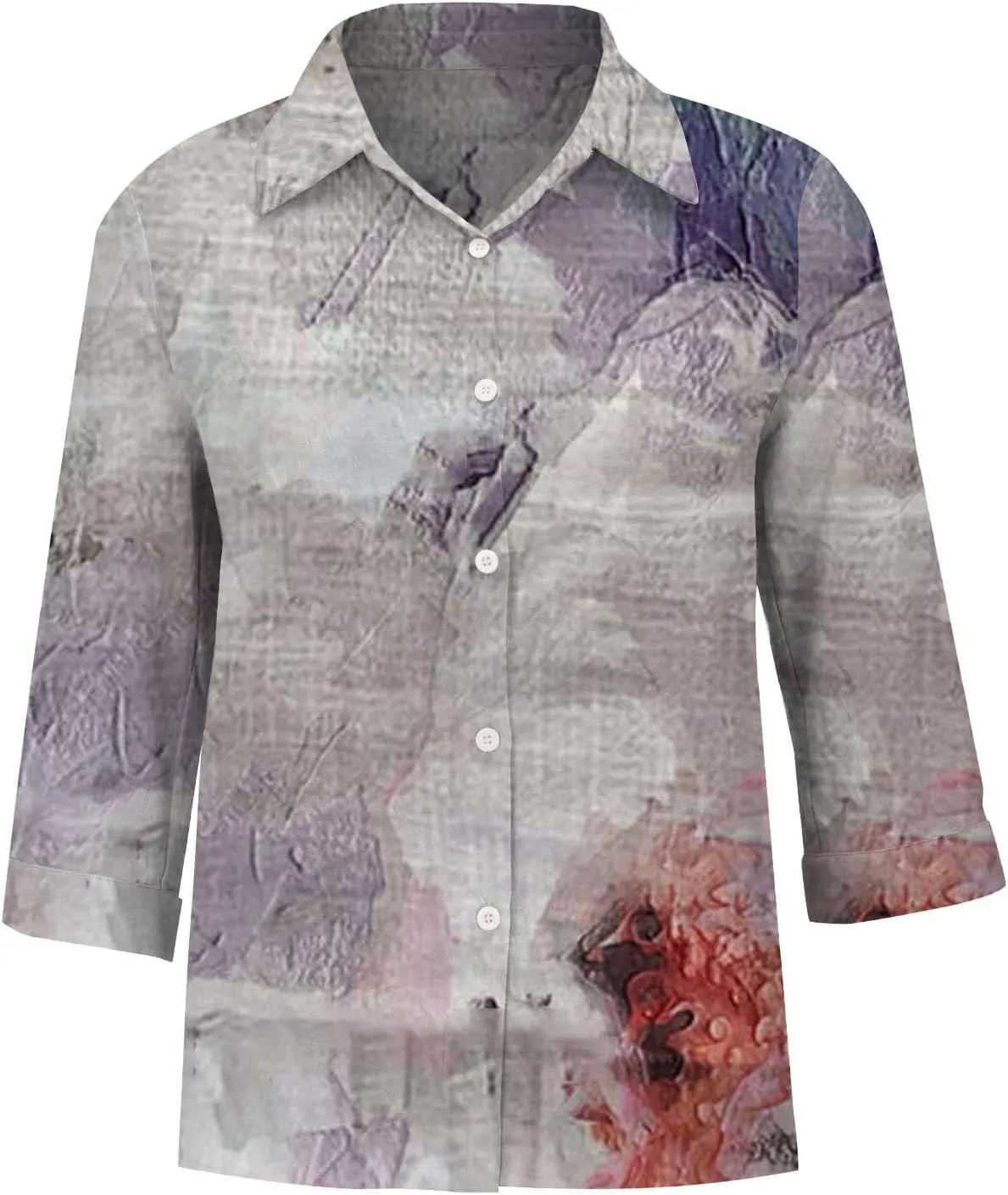 Womens Button Down Shirt Linen Shirt Roll Up Sleeve Down Blouses Tops Blue for Women Chambray Button