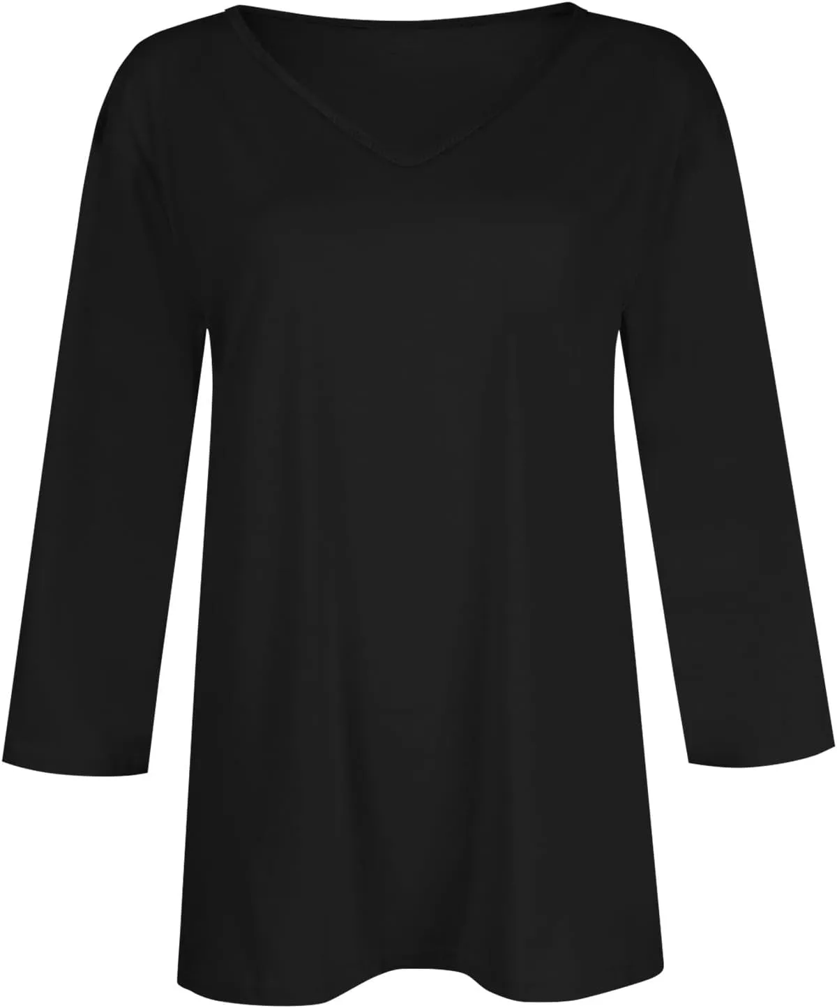 Women's Casual 3/4 Sleeve T-Shirts Round Neck Cute Tunic Tops Basic Tees Blouses Loose Fit Pullover