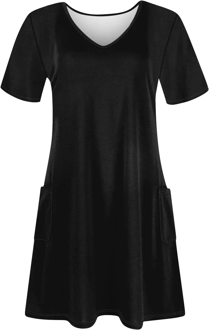 Women's Casual Dreesses 2025 Summer Boho Midi Dress Short Sleeve T Shirts Dress Beach Vacation Swimsuit Coverup