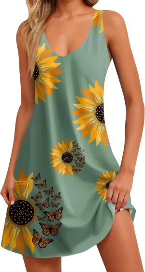 Women's Casual Dresses, Short Sleeve Tie V Neck Ruffled Midi Flowy Dress Women's V Neck Short Sleeve Summer Maxi Dress
