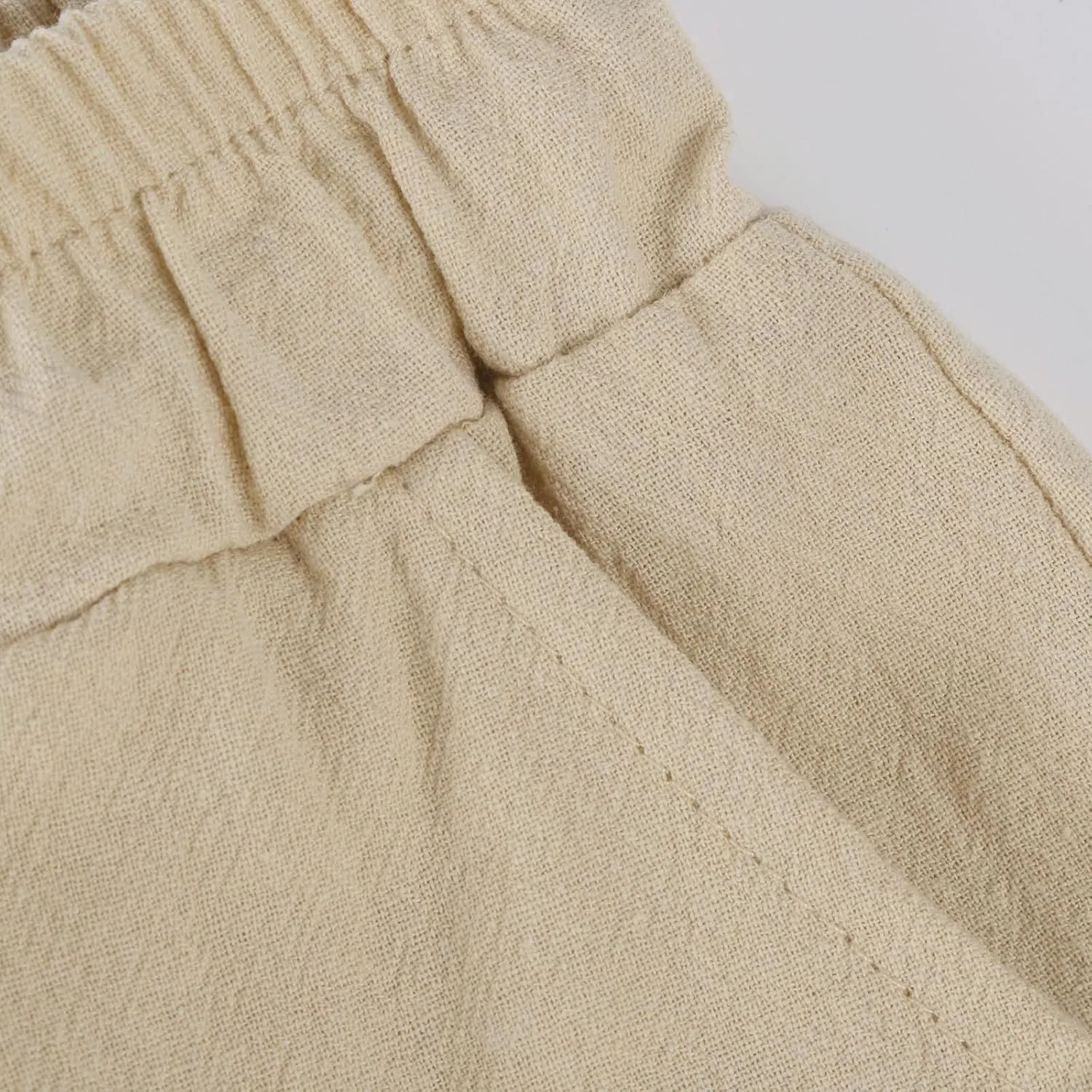 Women's Casual Lantern Tapered Harem Pants Flowy Beach Linen Drawstring Waist Wide Leg Palazzo Pants with Pockets