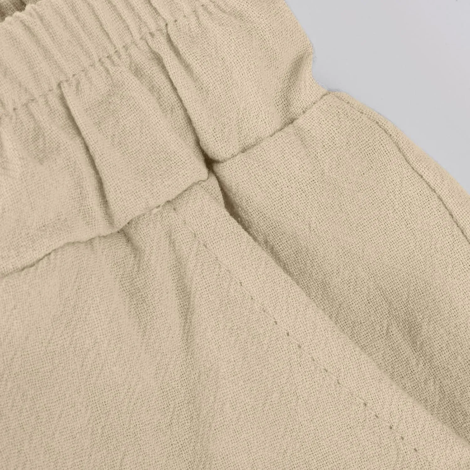 Women's Casual Lantern Tapered Harem Pants Flowy Beach Linen Drawstring Waist Wide Leg Palazzo Pants with Pockets
