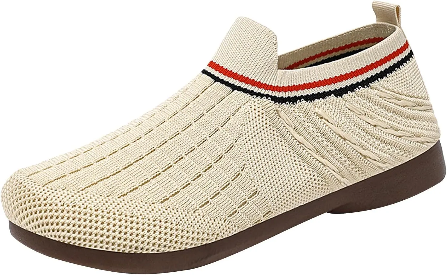Women's Casual Shoes Lightweight Trainers Breathable Woven Trekking Footwear Sole Color Block Leisure Fitness Sports Hall Shoes (Khaki)