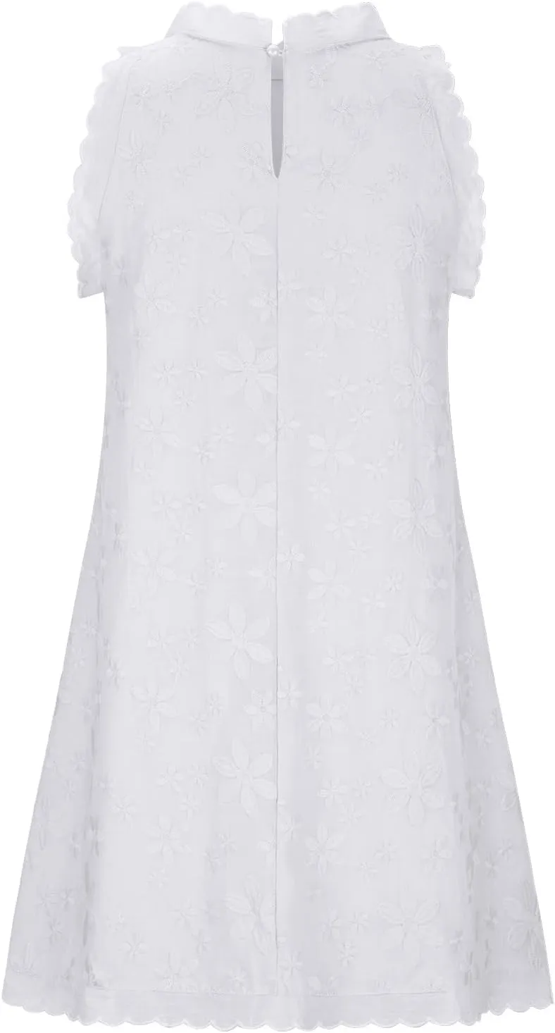Women's Cotton Linen Tank Tops Dress Loose Fit Summer Mini Sundress Sleeveless Plus Size Stylish Lace Hem Tunic Dress