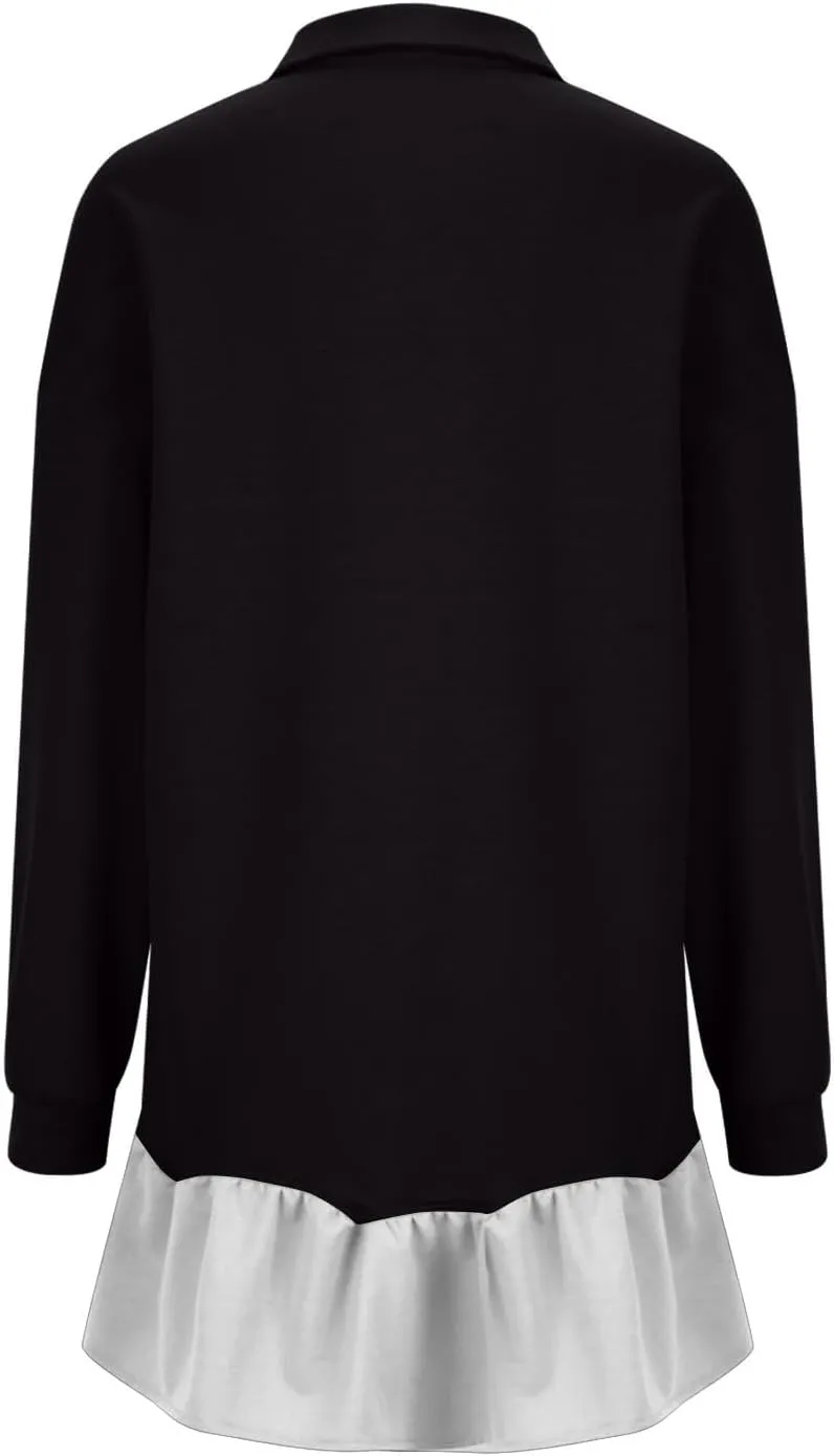 Womens Fall Midi Dresses 2024 Oversized Sweatshirts Long Sleeve Crewneck Pleated Pullover Mini Dress Fall Outfits