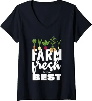 Womens Farm Fresh Is The Best Organic Vegetables Roots V-Neck T-Shirt