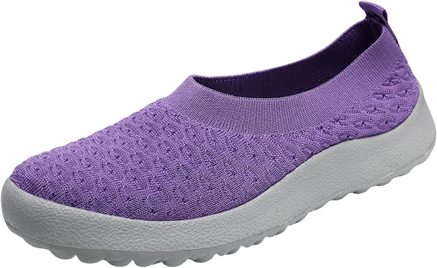 Women's Fashion Summer Women's Sports Shoes, Flat Bottom, Lightweight, Slip On, Plain, Minimalist Style, Fly Woven Mesh (Purple)