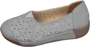 Women's Floral Ballet Flat Flats Shoes Slip On Flowers Round Toe Casual Dress Hollow Hole Summer Comfortable Work Office PU Leather Fashion Trendy Lazy with Eyelets Loafers