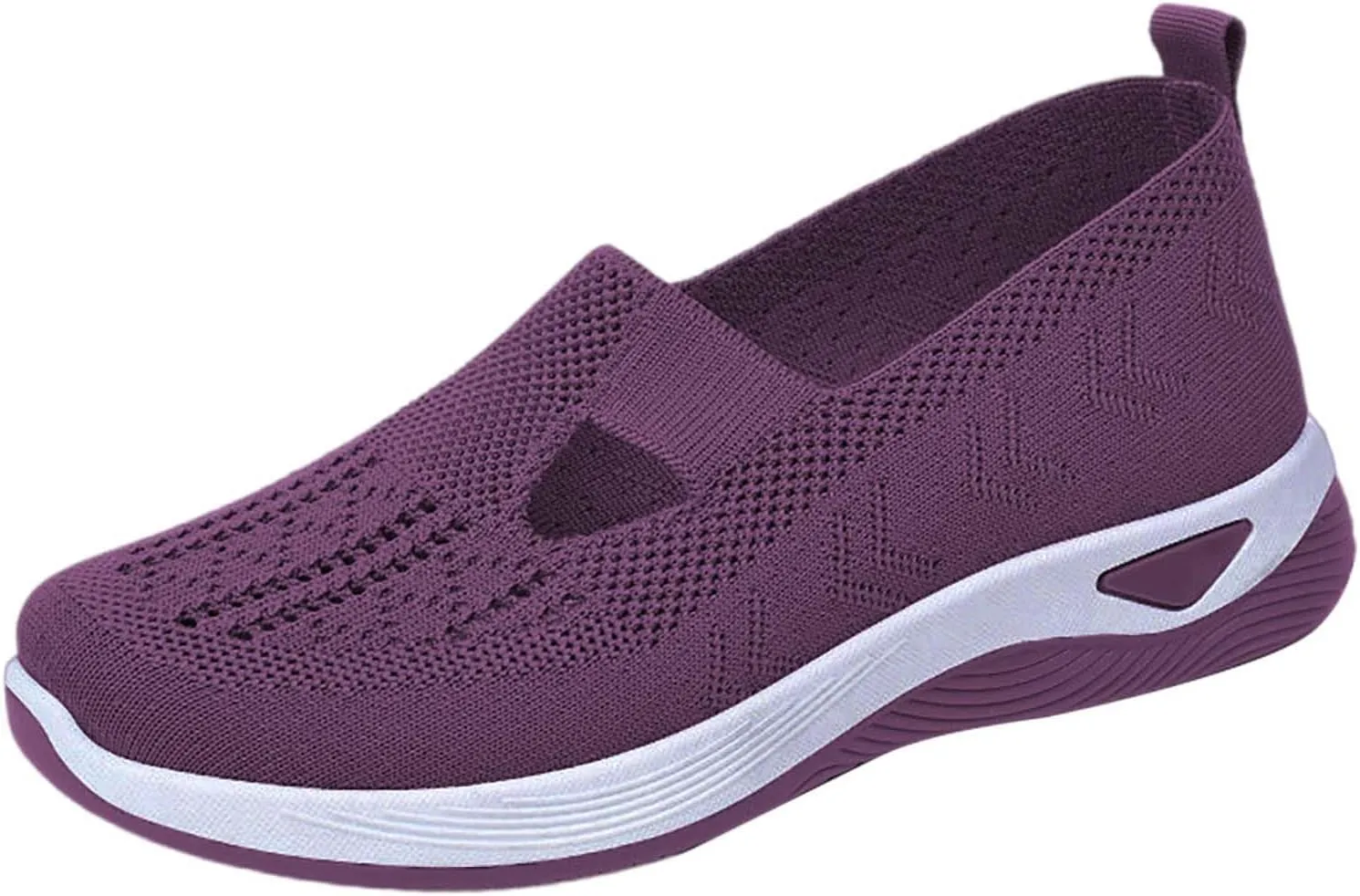 Womens Lightweight Trainers Breathable Woven Walking Shoes Slip On Foam Sneakers with for Comfort (3.5 UK Purple)