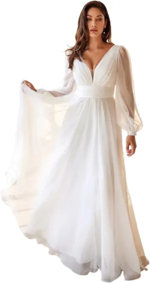 Women's Long Wedding Dresses with Train 2025 Beach Bohemian Bridal Gowns for Bride