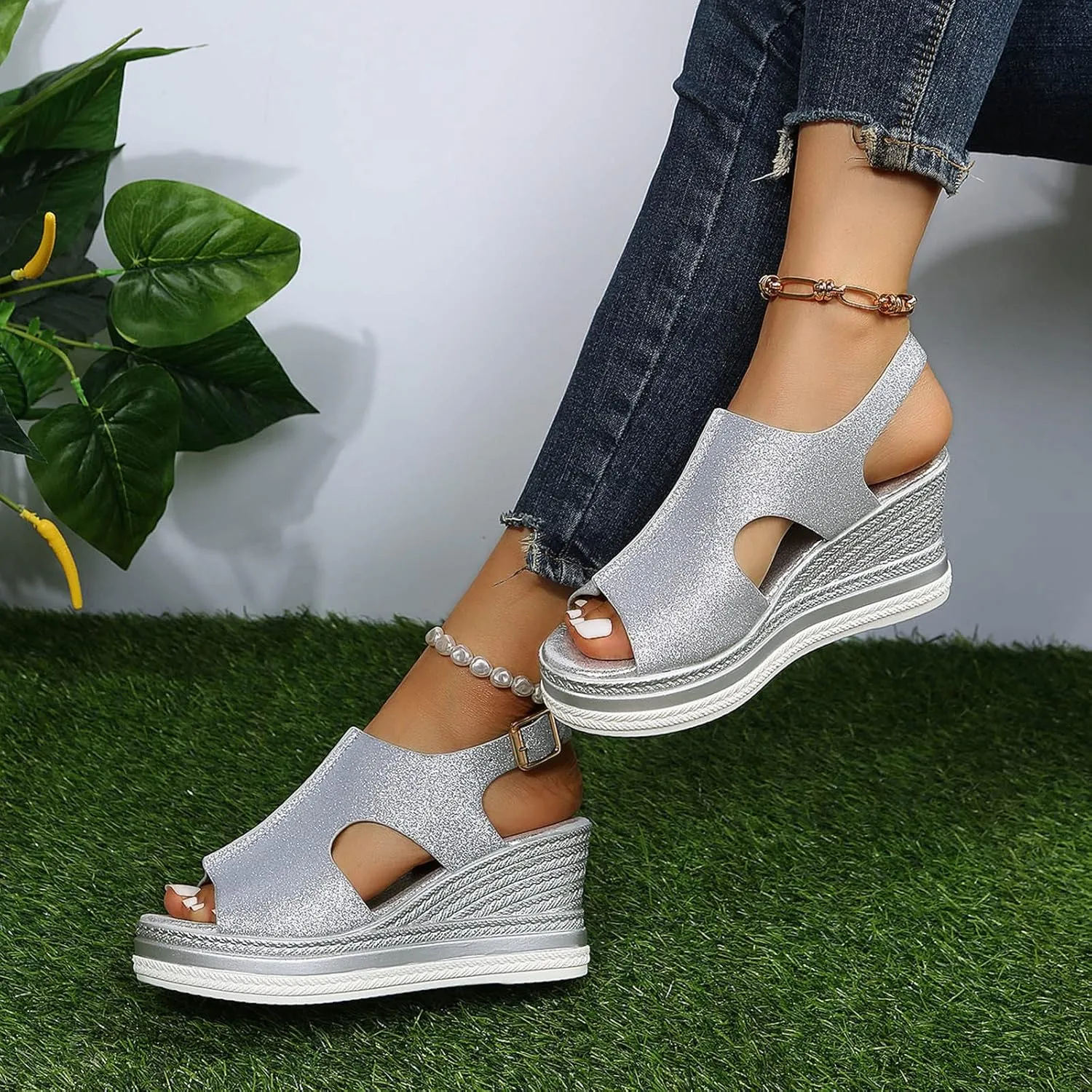Womens Open Toe Wedges Sandals Fashion Funny Cut Out Orthopedic Comfortable Shoes 2025 Trendy Lightweight Shoes