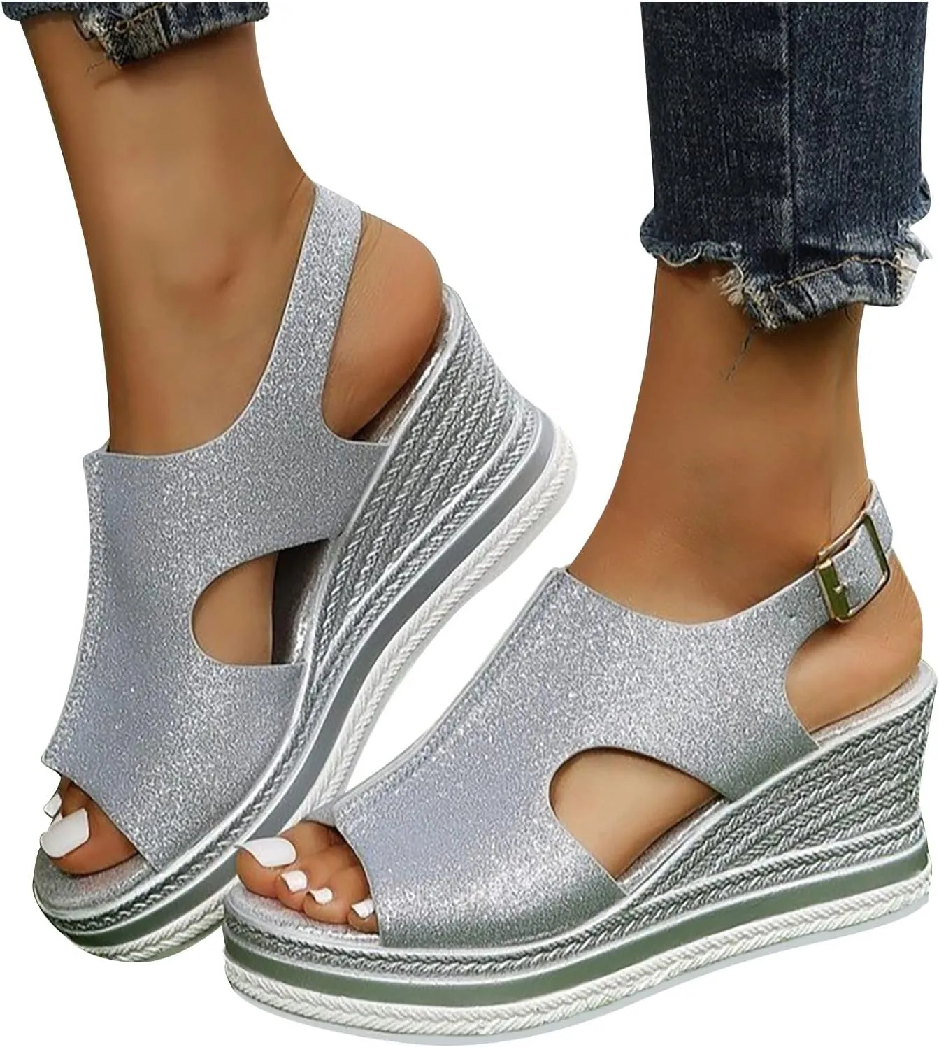 Womens Open Toe Wedges Sandals Fashion Funny Cut Out Orthopedic Comfortable Shoes 2025 Trendy Lightweight Shoes