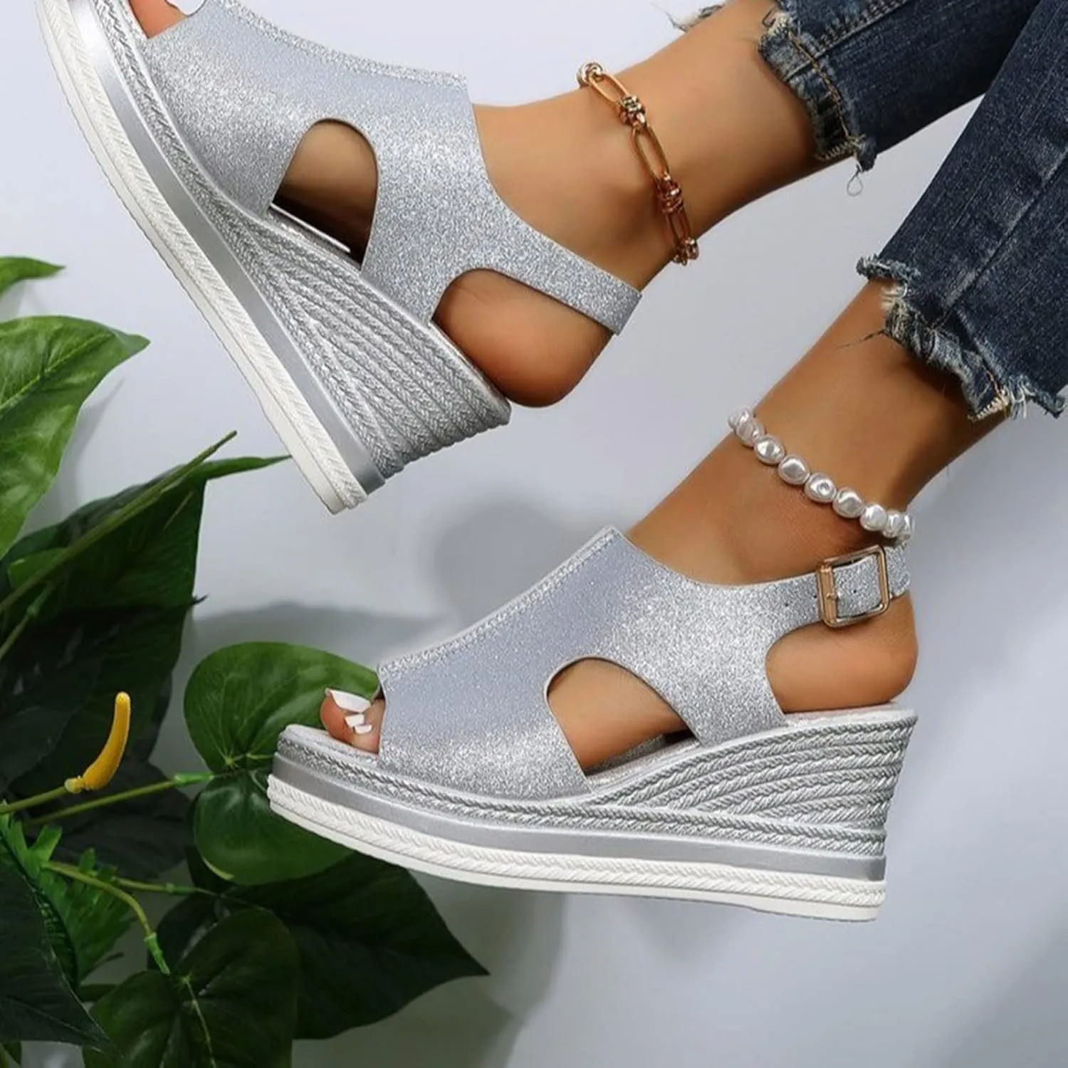 Womens Open Toe Wedges Sandals Fashion Funny Cut Out Orthopedic Comfortable Shoes 2025 Trendy Lightweight Shoes