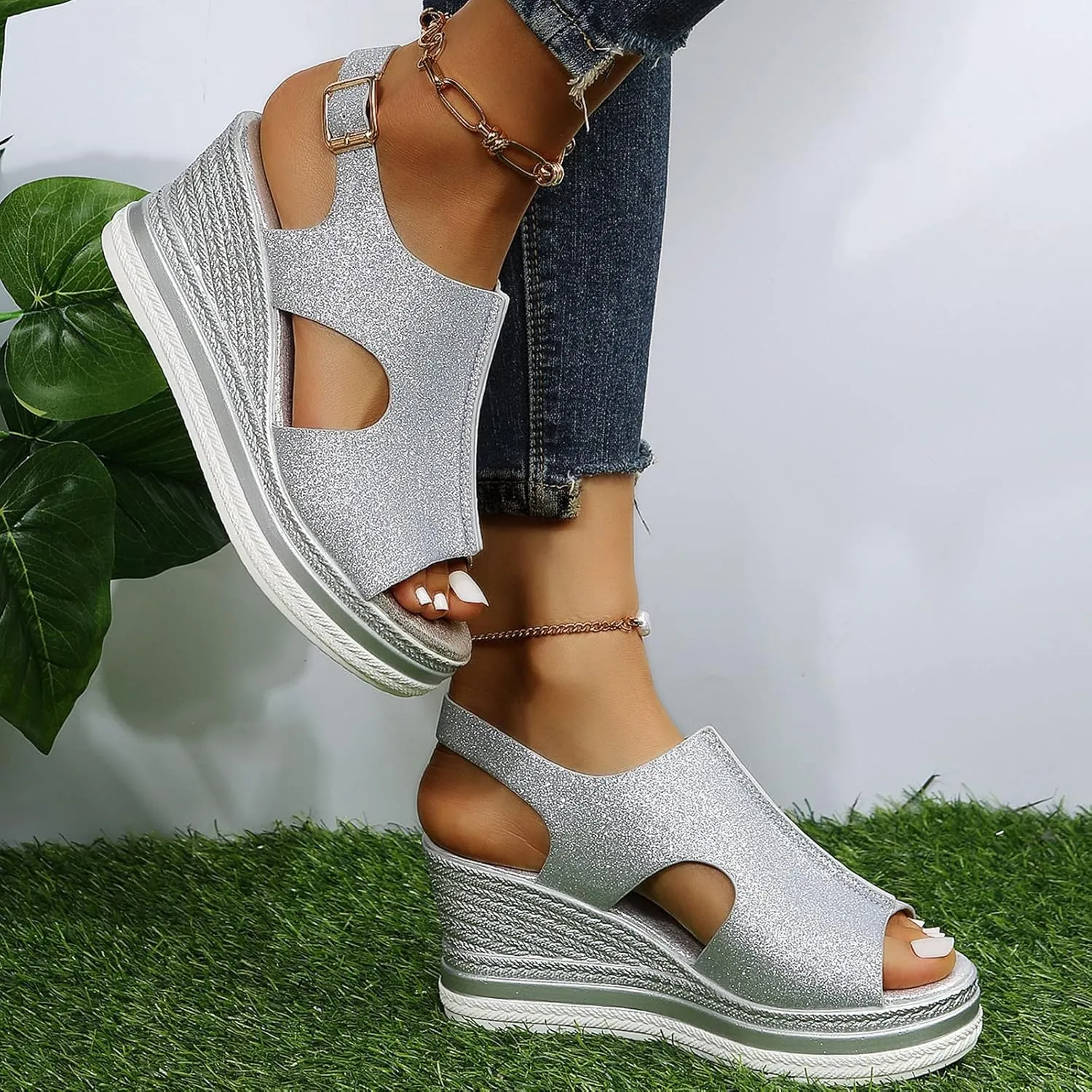 Womens Open Toe Wedges Sandals Fashion Funny Cut Out Orthopedic Comfortable Shoes 2025 Trendy Lightweight Shoes