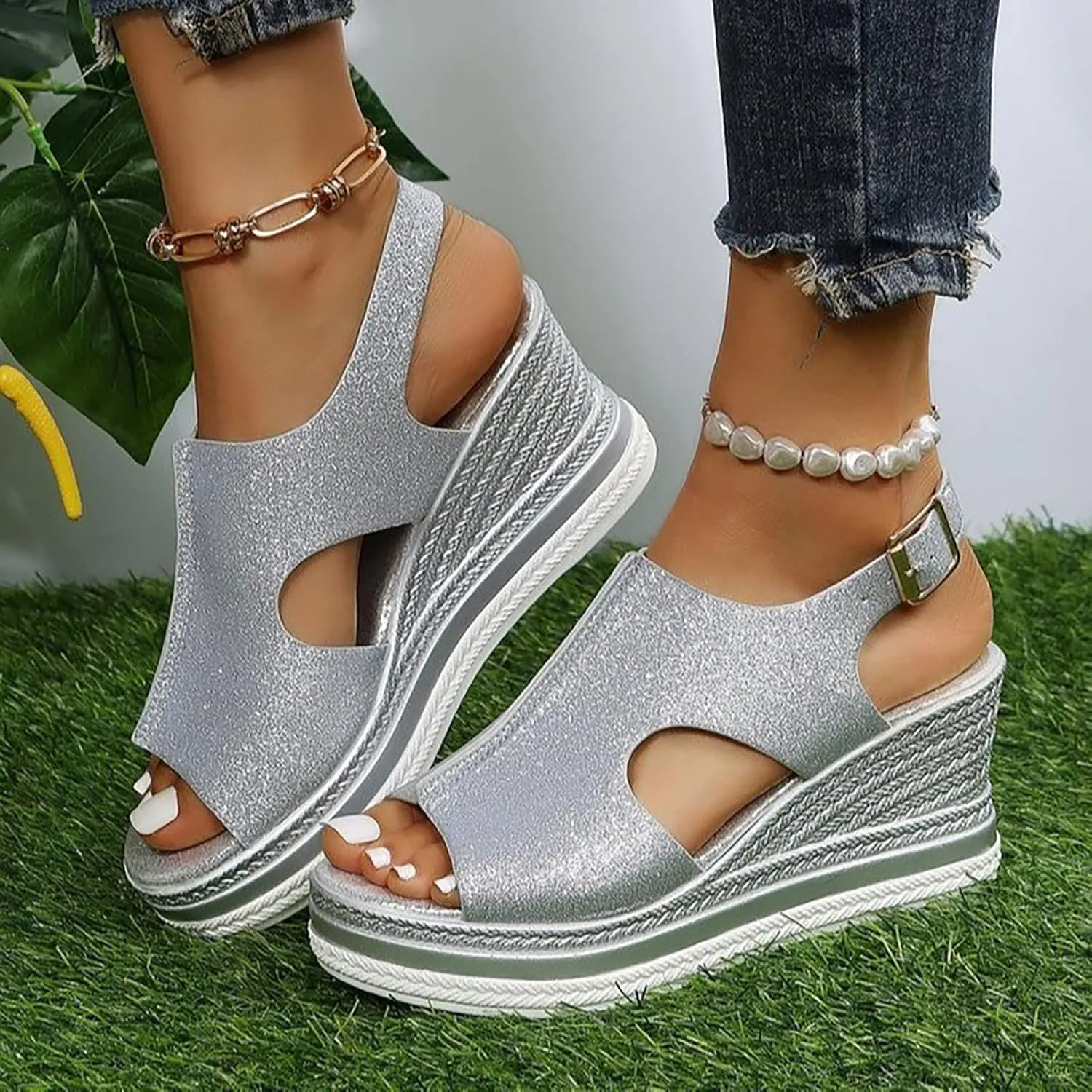 Womens Open Toe Wedges Sandals Fashion Funny Cut Out Orthopedic Comfortable Shoes 2025 Trendy Lightweight Shoes
