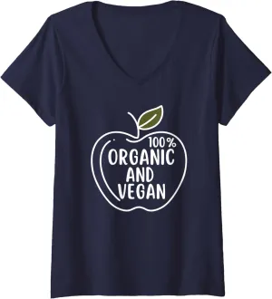 Womens Organic and Vegan Eat Fresh Buy Local V-Neck T-Shirt